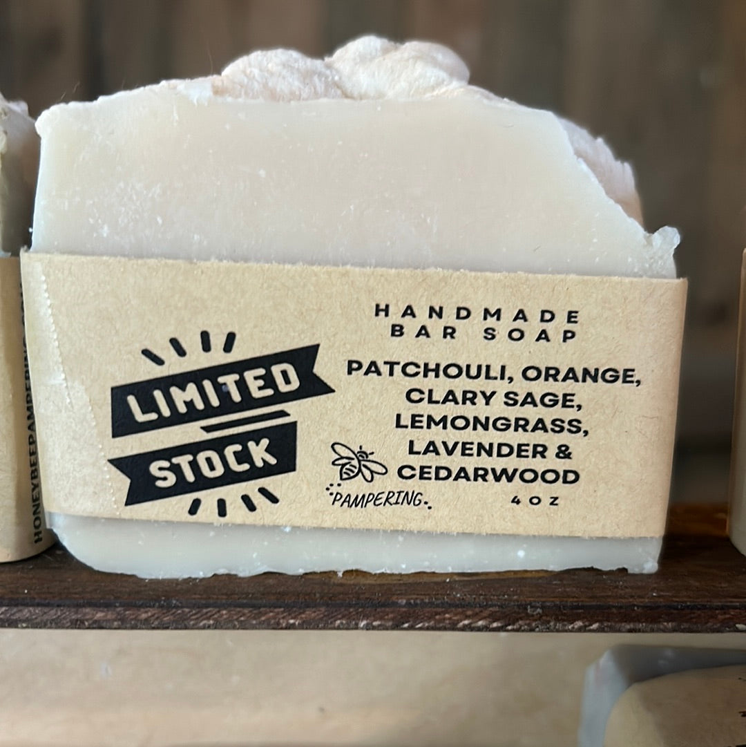 Patchouli, Orange, Clary Sage, Lemongrass, Lavender, Cedarwood Soap